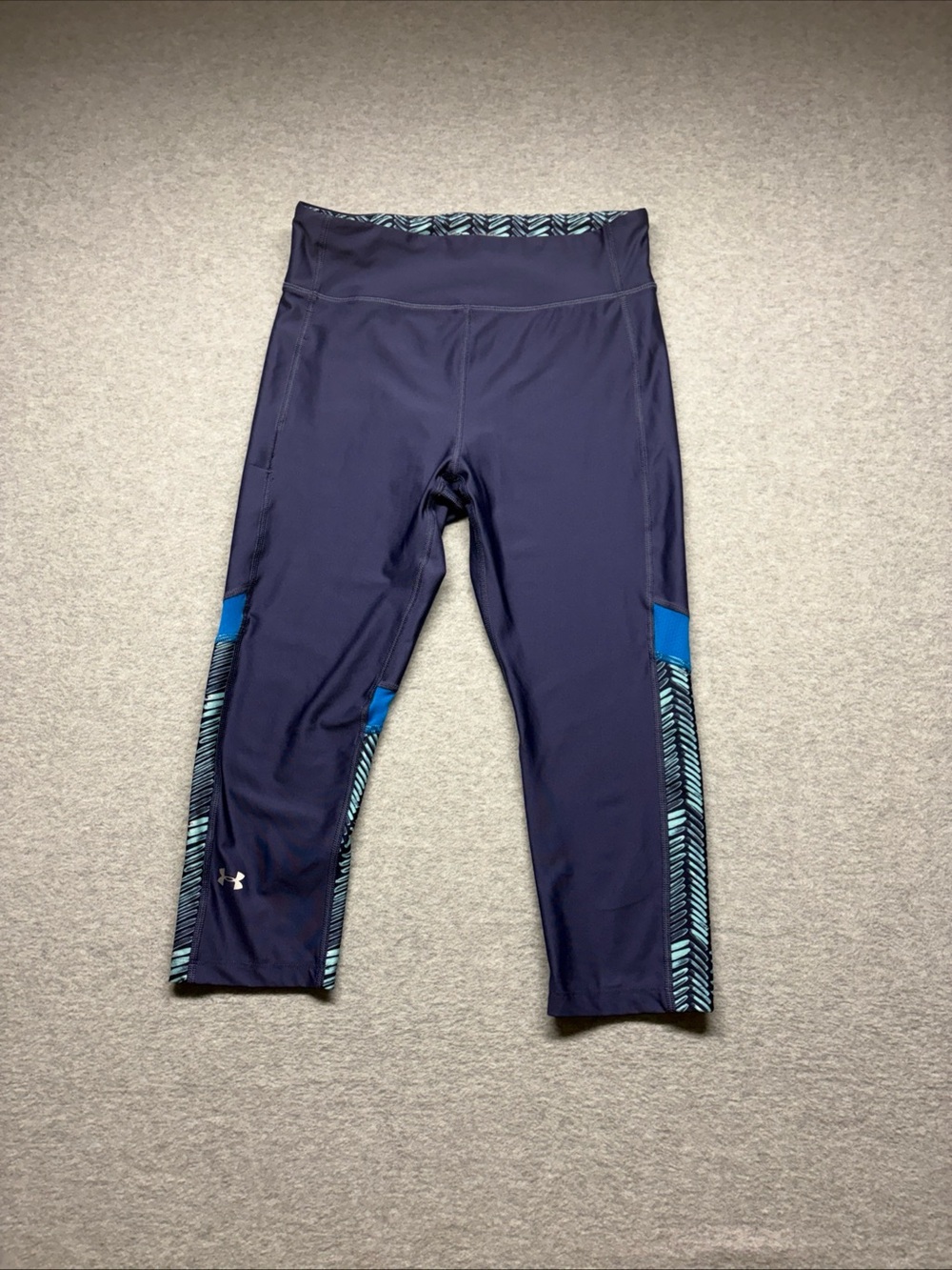 Under Armour Navy Crop Leggings with Teal Accents